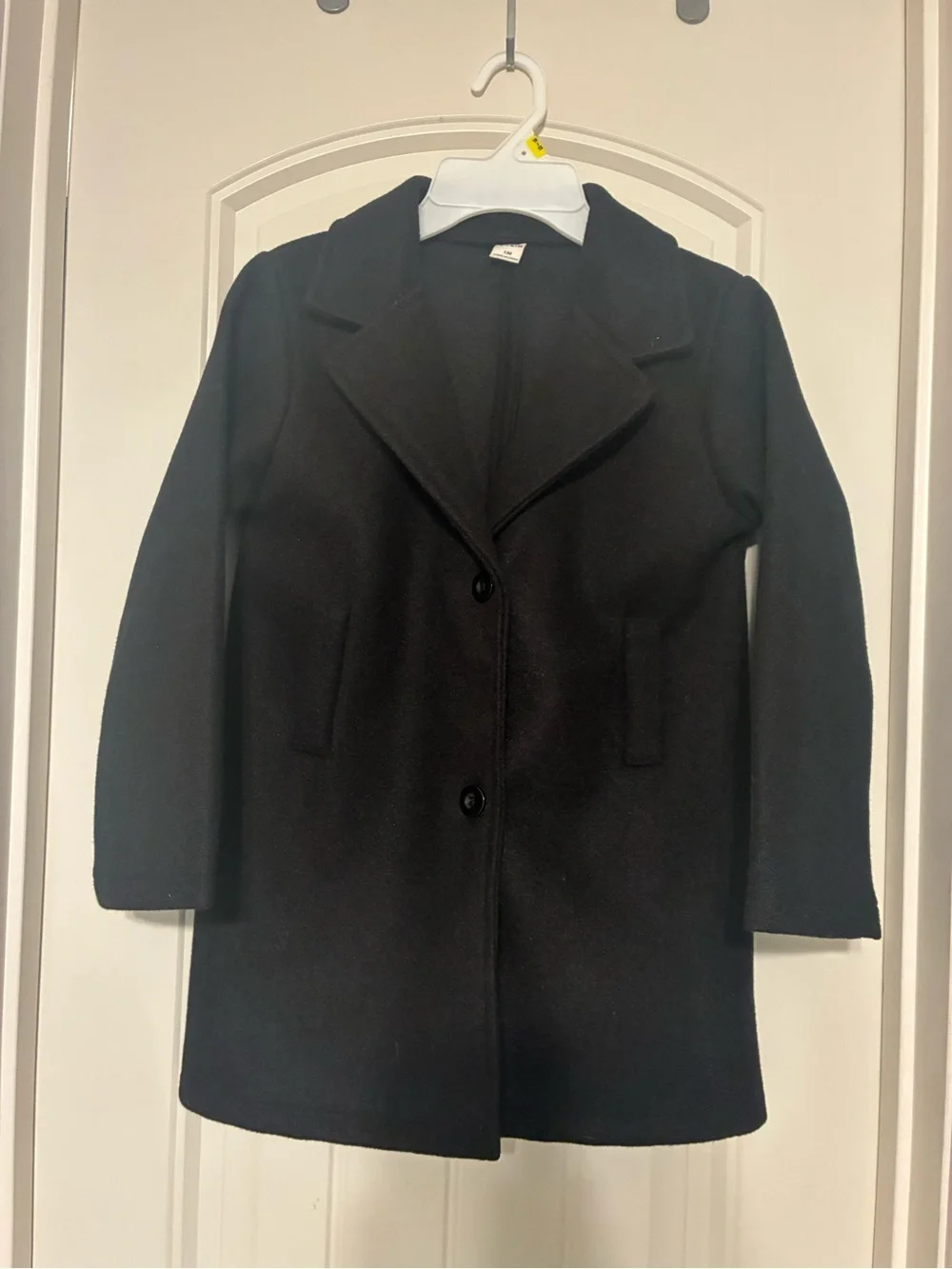 Kids Black Single-Breasted Pea Coat